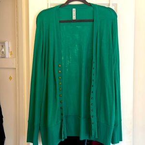 Green brass buttoned cardigan